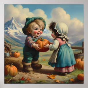 Affiche Deux Munchkins Vintages adorables dans un Patch Ci