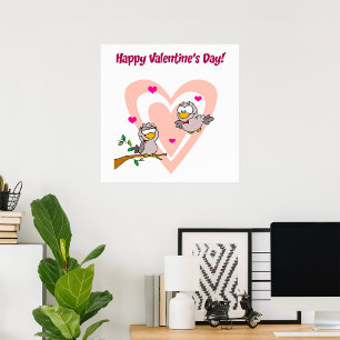 Affiche Deux oiseaux amoureux