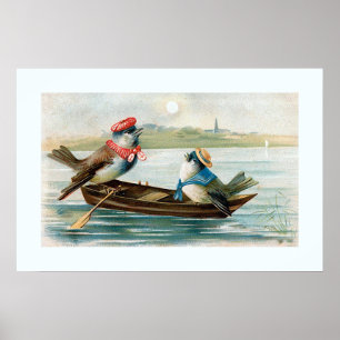 Affiche Deux oiseaux dans un bateau
