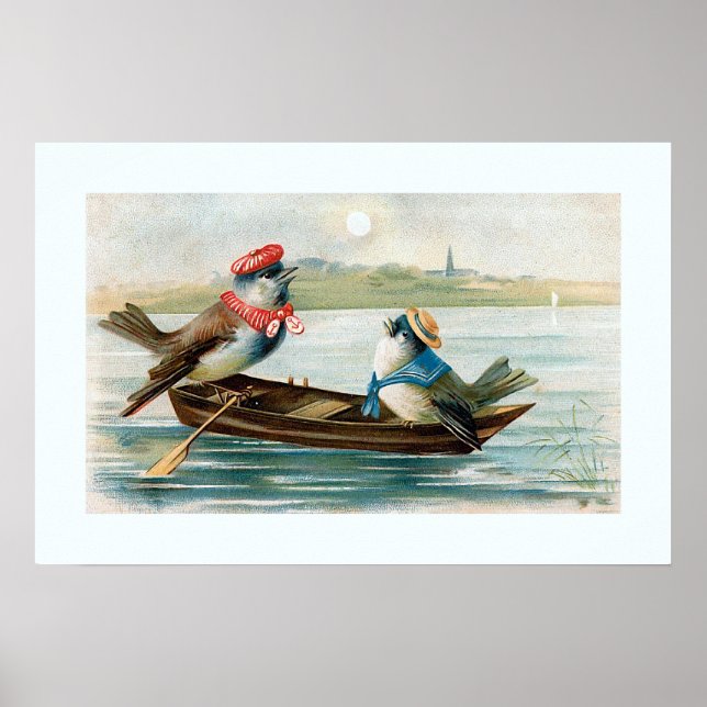 Affiche Deux oiseaux dans un bateau (Devant)