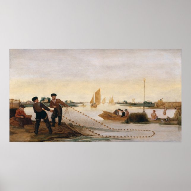 Affiche Deux pêcheurs tirant dans leurs filets (Devant)