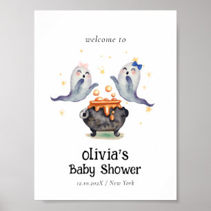 Affiche Deux petits Boos Ghost Twins Baby shower Bienvenue