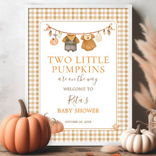 Affiche Deux Petits Jumeaux Citrouilles Baby Shower Bienve