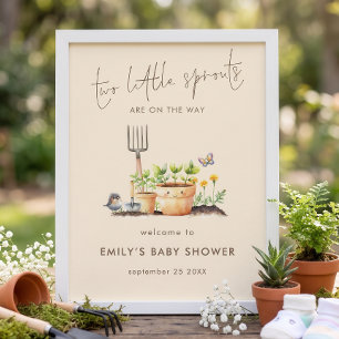 Affiche Deux Petits Jumeaux Pousses Bienvenue à la Baby Sh