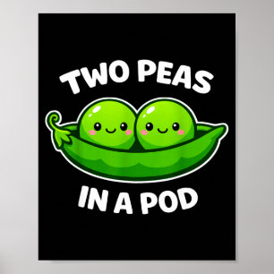 Affiche Deux petits pois dans un D Mignon Kawaii Drôle