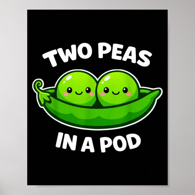 Affiche Deux petits pois dans un D Mignon Kawaii Drôle  (Devant)