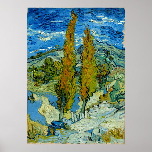 Affiche Deux peupliers dans les Alpilles - Vincent van Gog (Devant)