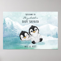 Deux pingouins adorables Baby shower d'illustratio