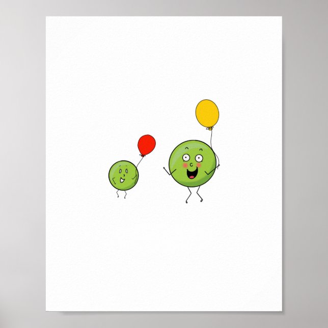 Affiche Deux pois, thème de pois mignon (Devant)