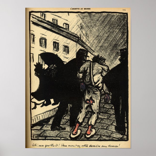 Affiche Deux policiers enlèvent un tramp habillé de chiffo (Devant)