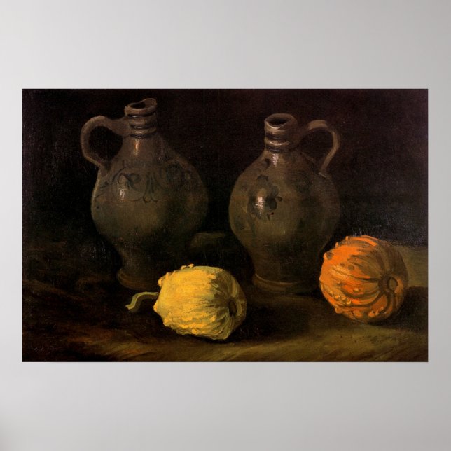 Affiche Deux pots et deux citrouilles par Vincent van Gogh (Devant)