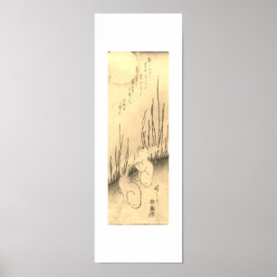 AFFICHE DEUX RABBITS ET UNE IMPRIMANTE JAPONAISE LUNE