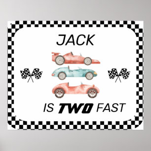 AFFICHE DEUX RAPIDES, VOITURE DE COURSE ANNIVERSAIRE, VOIT