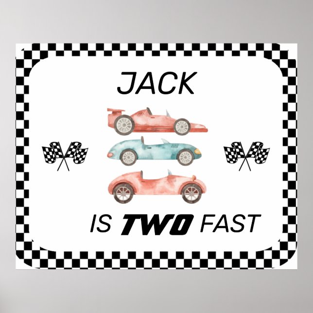 AFFICHE DEUX RAPIDES, VOITURE DE COURSE ANNIVERSAIRE, VOIT (Devant)
