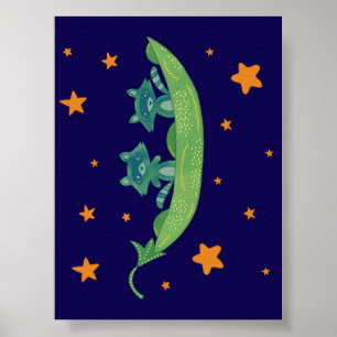 Affiche Deux ratons laveurs dans une cosse de pois Art f