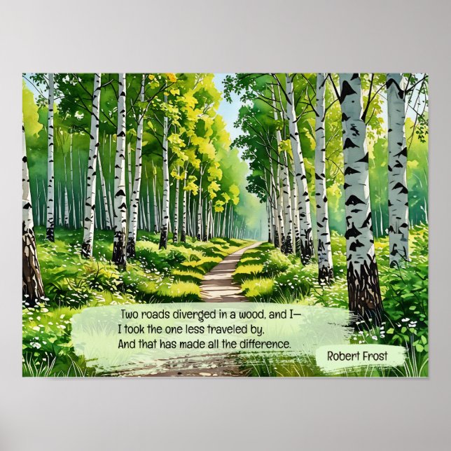 Affiche Deux routes ont été déviées dans un bois, (Devant)