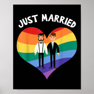 Affiche Deux Salles Juste Marié Gay Mariage Party Tee Lgbt