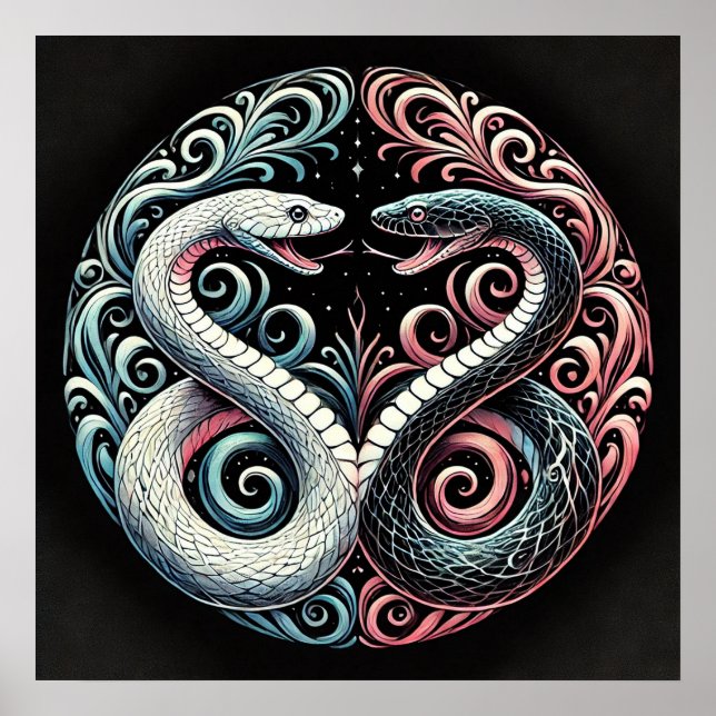 Affiche Deux serpents stylisés (Devant)