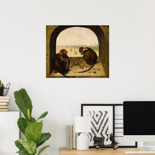 Affiche Deux singes enchaînés par Pieter Bruegel l'Ancien