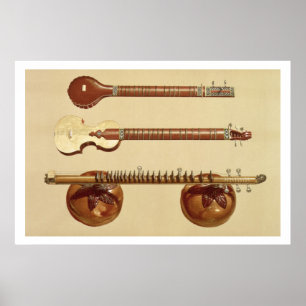 Affiche Deux sitars et une rudra vina, indienne, de 'Music