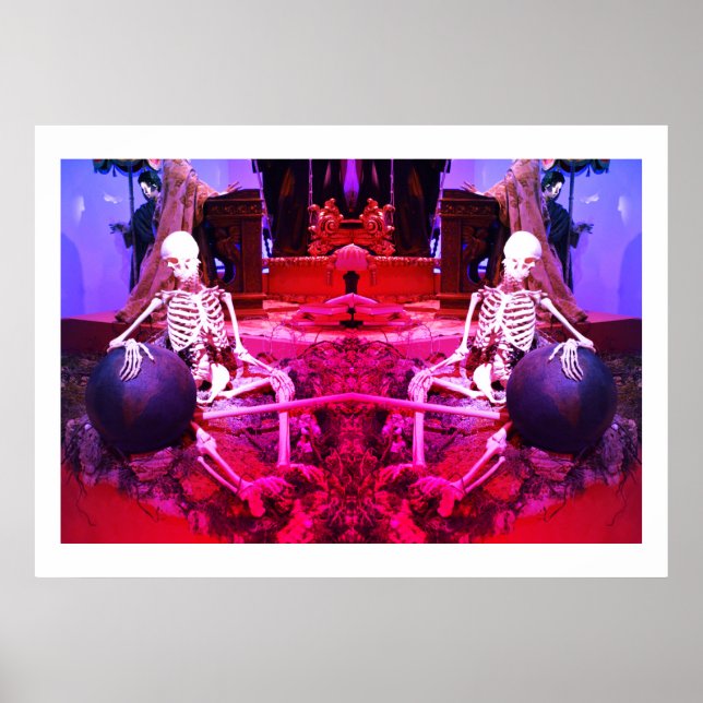 Affiche Deux squelettes éffrayants effrayants (Devant)