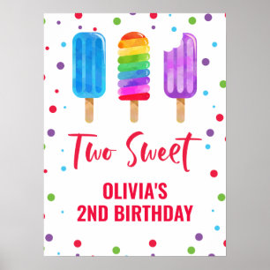 Affiche Deux Sweet 2ème anniversaire Glace arc-en-ciel