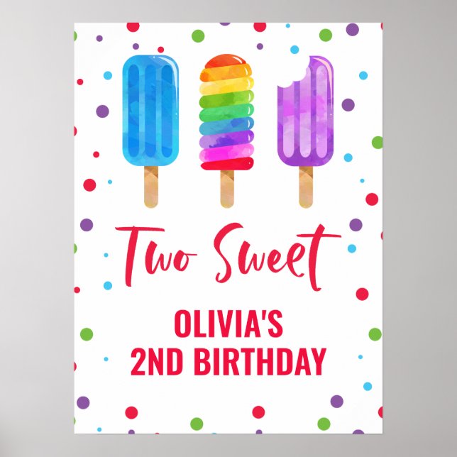 Affiche Deux Sweet 2ème anniversaire Glace arc-en-ciel (Devant)