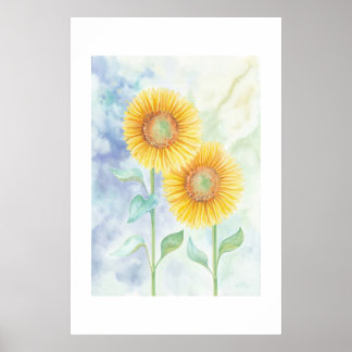 Affiche Deux Tournesols