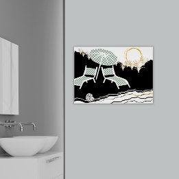 Affiche Deux Transats En Poka Dot Au Coucher Du Soleil