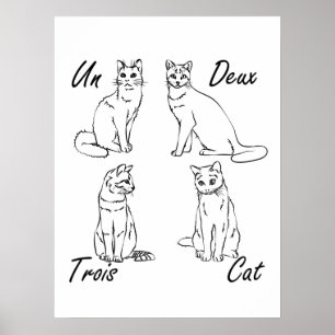 Affiche Deux Trois Cat Funny French