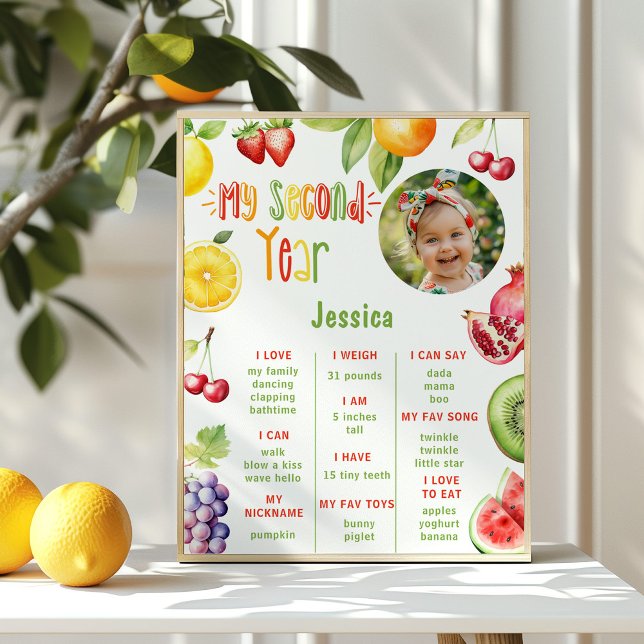 Affiche Deux tti frutti 2e anniversaire photo jalon (Créateur téléchargé)
