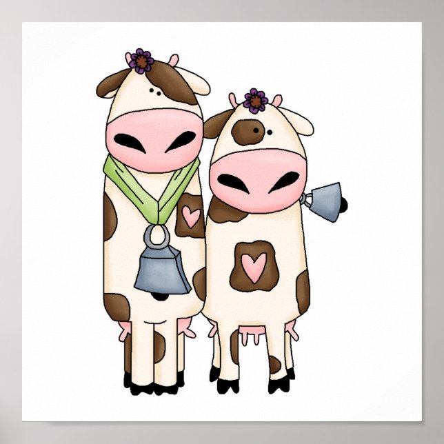Affiche deux vaches moo mignonnes (Devant)