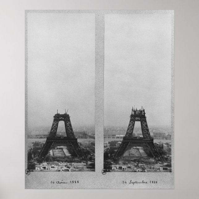 Affiche Deux vues sur la construction de l'Eiffel (Devant)