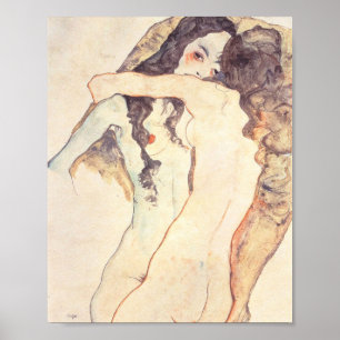 Affiche Deux Women Embracing Egon Schile