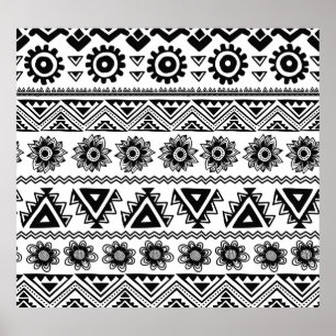 Affiche Deuxième ethnie tribale, motif sans coutures.