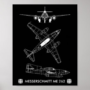 Affiche Deuxième Guerre mondiale Avion allemand Me 262 Avi