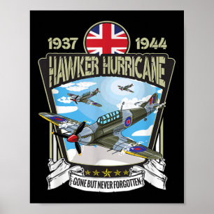 Affiche Deuxième Guerre mondiale Avion britannique Hawker 
