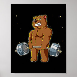 Affiche Développé couché d'haltères de gym d'ours