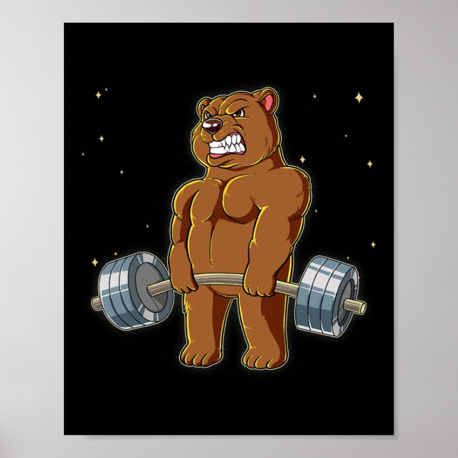 Affiche Développé couché d'haltères de gym d'ours  (Devant)