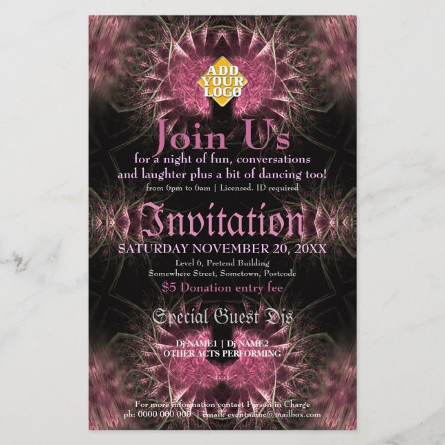 Affiche d'événement d'invitation fractale luxurian (Devant)