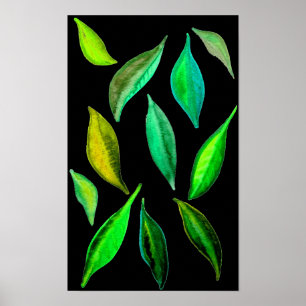 Affiche Devenez écolo éco feuille aquarelle illustration