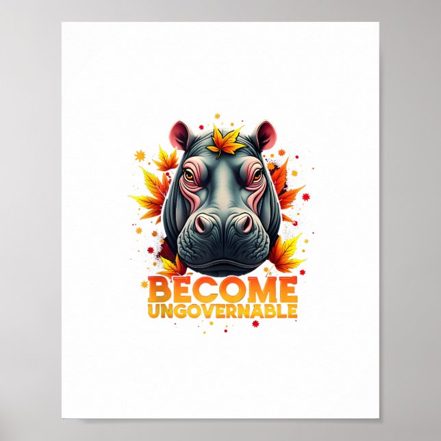 Affiche Devenez ingouvernable Retro Baby Hippo Moo Deng Au (Devant)