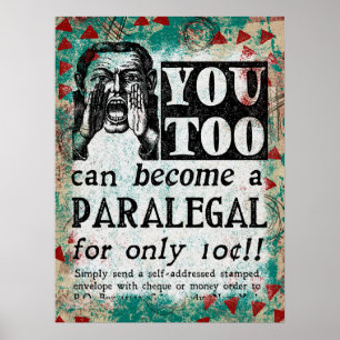 Affiche Devenez Paralégal - Drôle Annonce Vintage