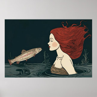 Affiche Devenir une Sirène. Embrassé par le roi des poisso