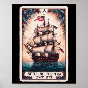 Affiche Déverser Le Thé Depuis 1773 Carte Tarot 4 juillet