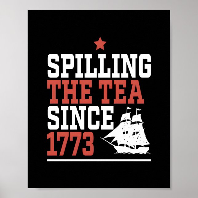 Affiche Déverser Le Thé Depuis 1773 Mème Drôle (Devant)