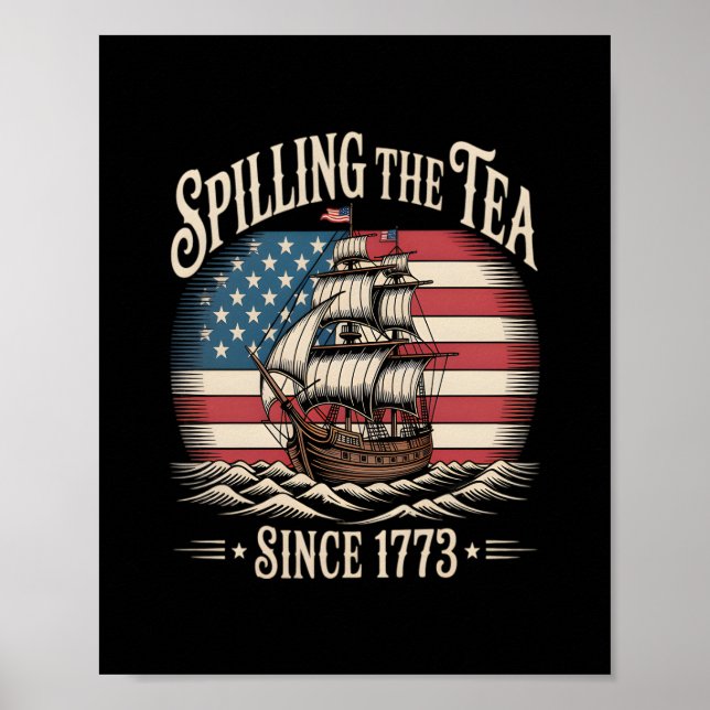 Affiche Déverser Le Thé Depuis 1773 Mème Drôle (Devant)