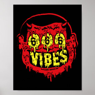 Affiche Devil 666 Vibes - Style Rétro 666 Drôle Evil Hallo