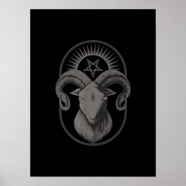 Affiche Devil Goat Pentagram Baphomet Satan Occult Satanic (Devant)