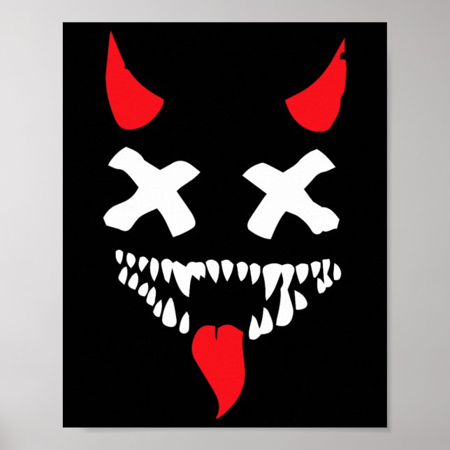 Affiche Devil Visage Lazy Halloween Costume d'effroi Dépla (Devant)